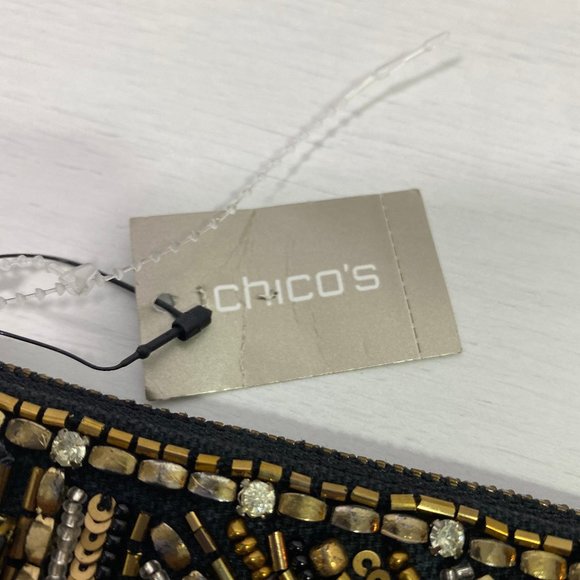 Chicos Beaded Clutch Wristlet Purse Pouch Zip Top NWT - Picture 7 of 14